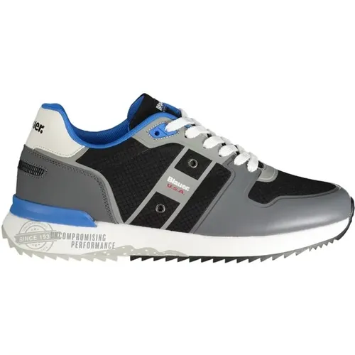 Grey Polyester Sneaker with Contrast Details , male, Sizes: 10 UK, 11 UK - Blauer - Modalova