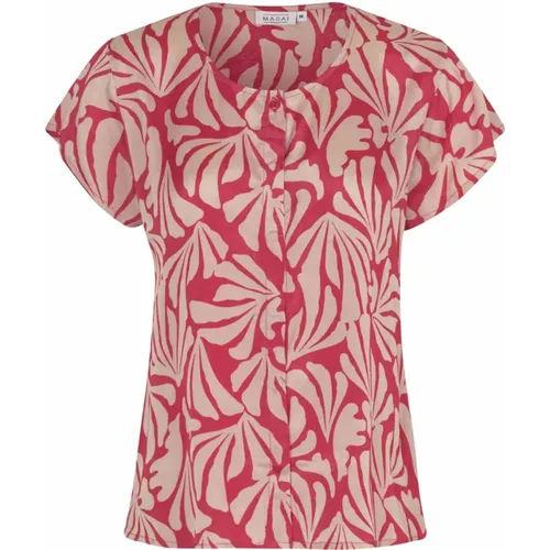 Floral Shirt Blouse Short Sleeve Hibiscus , female, Sizes: L, M, S, 2XL, XS, XL - Masai - Modalova