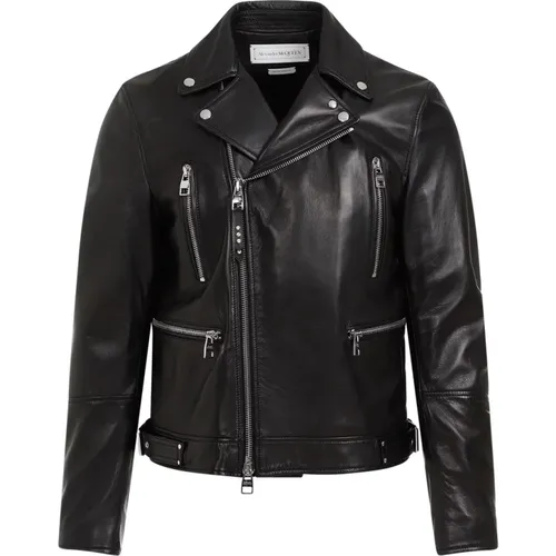 Leather Biker Jacket , male, Sizes: L - alexander mcqueen - Modalova