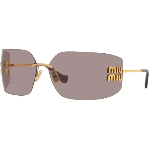 Gold/Licht Violette Sonnenbrille SMU 54YS,Gold/Lichtgraue Sonnenbrille,Sunglasses - Miu Miu - Modalova