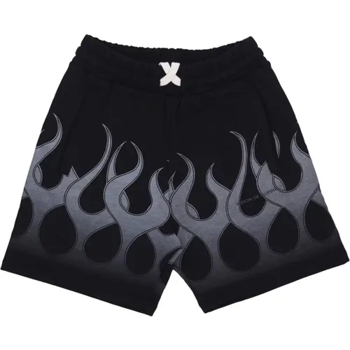 Flames Print Shorts /Grey , male, Sizes: L, XS, S - Vision OF Super - Modalova