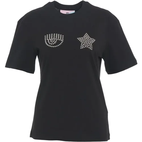 Schwarze T-Shirts Polos für Frauen , Damen, Größe: XS - Chiara Ferragni Collection - Modalova