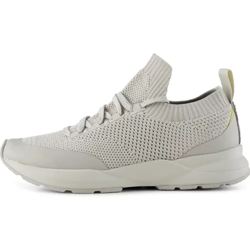 Trendy Textile Sneaker with Fish Leather Detail , female, Sizes: 4 UK - Woden - Modalova