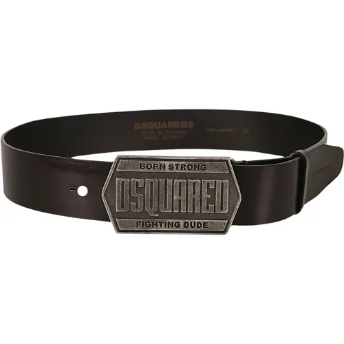 Vintage Leather Belt With Logo Plaque , male, Sizes: 85 CM - Dsquared2 - Modalova