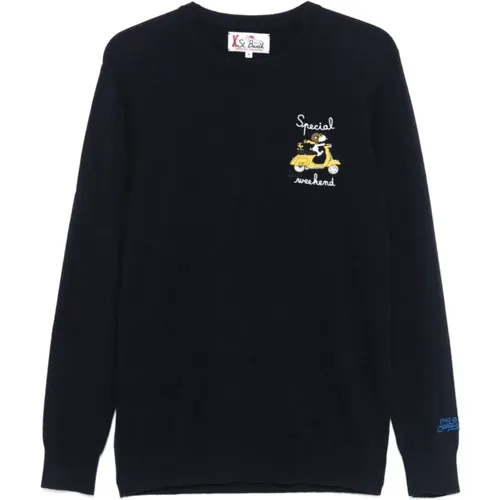 Blauer Gestrickter Snoopy Pullover , Herren, Größe: L - MC2 Saint Barth - Modalova