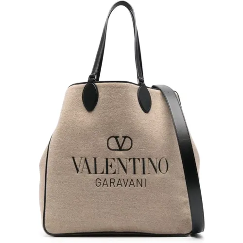 Wendbare Ledertasche mit besticktem Logo - Valentino Garavani - Modalova