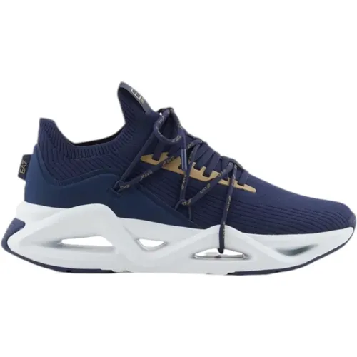 Blaue Infinity Sneaker mit Gold-Logo , Herren, Größe: 42 2/3 EU - Emporio Armani EA7 - Modalova