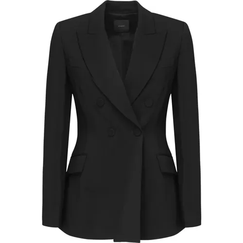 Double-Breasted Blazer with Peak Lapels , female, Sizes: M - pinko - Modalova