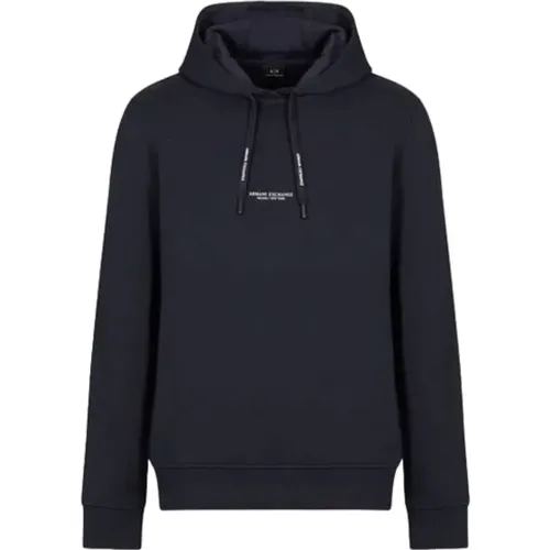 Blaue Kapuzenpullover für Männer und Frauen , Herren, Größe: S - Armani Exchange - Modalova