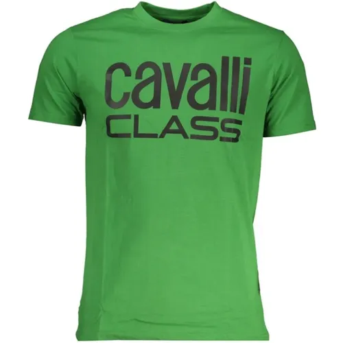 Bedrucktes Logo Rundhals T-Shirt , Herren, Größe: L - Cavalli Class - Modalova