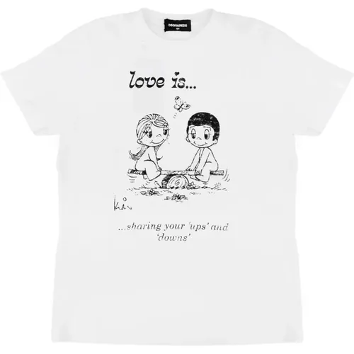 T-Shirts,Kinder Logo Print T-Shirt - Dsquared2 - Modalova