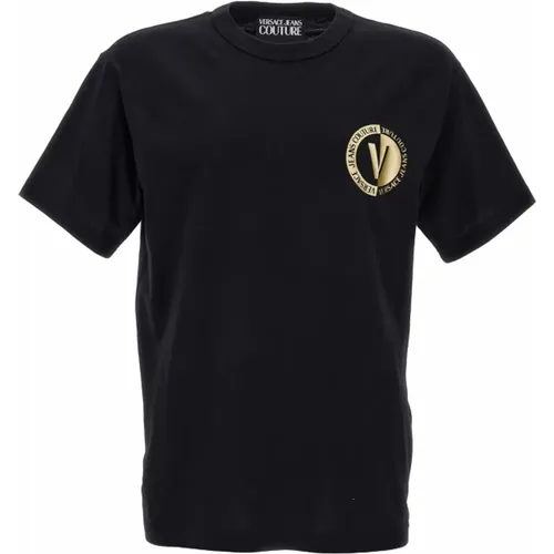 Schwarze T-Shirt und Polo Kollektion , Herren, Größe: M - Versace Jeans Couture - Modalova