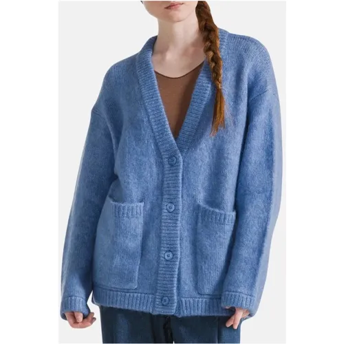 Blauer Mohair-Cardigan mit Knöpfen , Damen, Größe: S - DEHA - Modalova