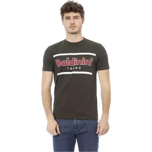 Grünes Baumwoll-T-Shirt für Männer , Herren, Größe: XL - Baldinini - Modalova