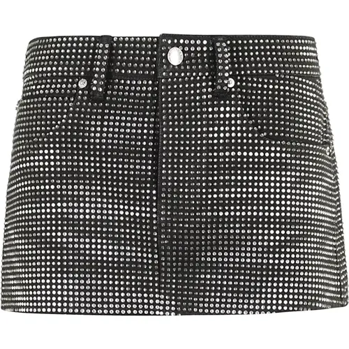 Distressed Crystal Mini Skirt , female, Sizes: W27 - alexander wang - Modalova