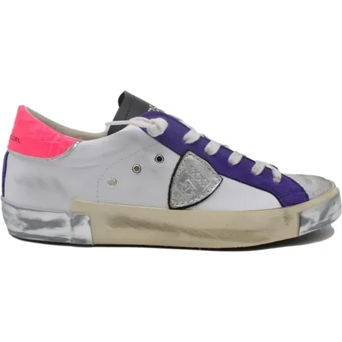 Stilvolle Blanc Violet Sneakers , Damen, Größe: 36 EU - Philippe Model - Modalova