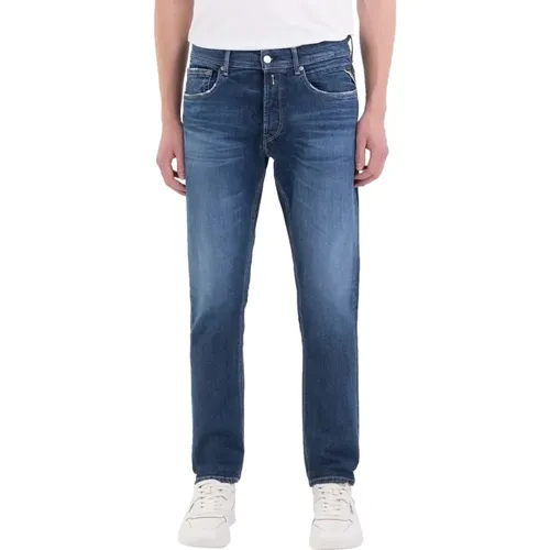 Reguläre Denim Jeans Blau Dunkel , Herren, Größe: W30 - Replay - Modalova