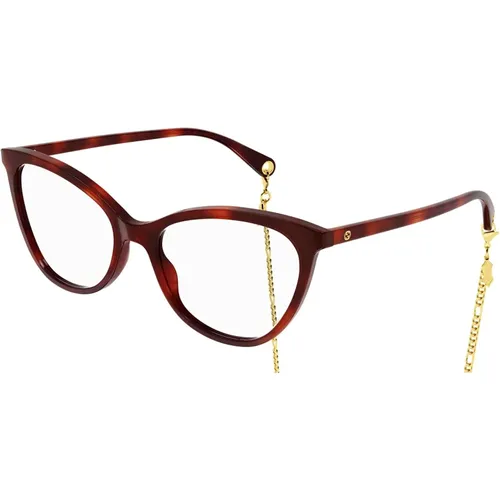 Havana Gold Chain Eyewear Frames , unisex, Sizes: 54 MM - Gucci - Modalova