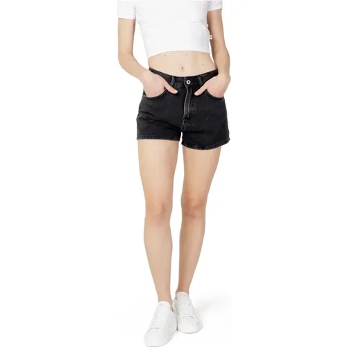 Schwarze Shorts mit Reißverschluss , Damen, Größe: W27 - Pepe Jeans - Modalova