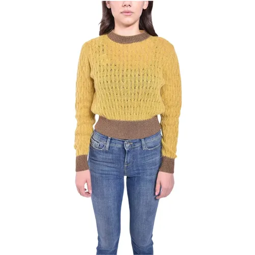 Bicolor Crew Neck Sweater , female, Sizes: M - pinko - Modalova