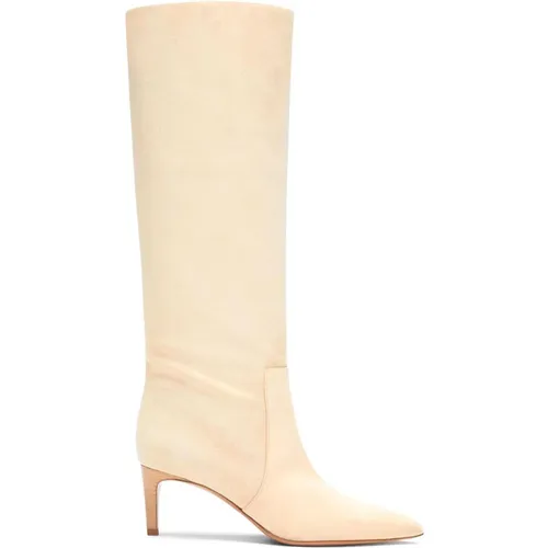 Ecru Suede Knee-High Stiletto Boots , female, Sizes: 3 UK, 7 UK, 4 UK, 5 UK, 6 UK - Paris Texas - Modalova