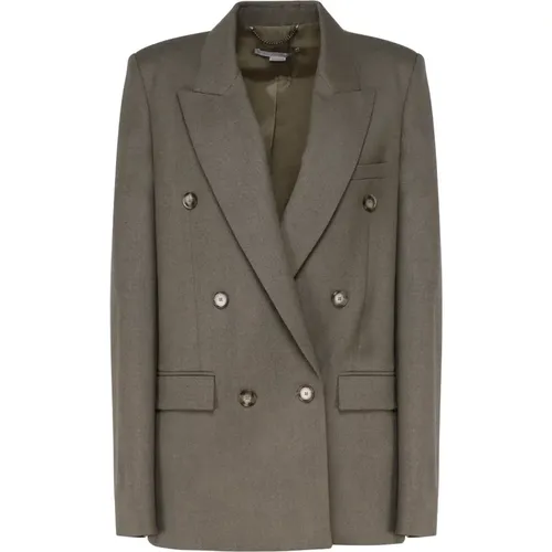 Doppelreihiger Peak Lapel Mantel Licht Moos - Stella Mccartney - Modalova