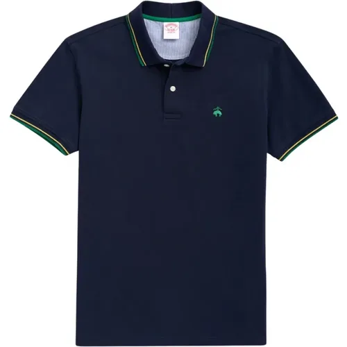 Dunkelblaues Goldenes Fleece Supima Getipptes Polohemd , Herren, Größe: L - Brooks Brothers - Modalova