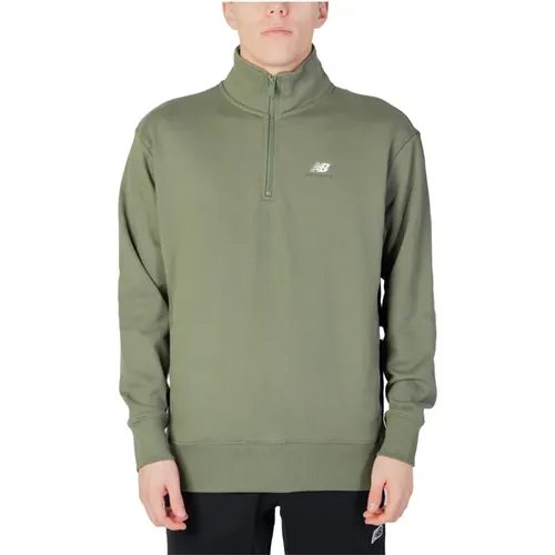 Grüner Reißverschluss-Baumwoll-Sweatshirt für Herren , Herren, Größe: XL - New Balance - Modalova