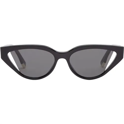Cateye Schwarze Sonnenbrille mit Grauen Gläsern , Damen, Größe: 52 MM - Fendi - Modalova