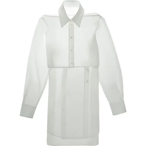 Weiße Baumwollhemdkleid mit Schlitzdetail - Helmut Lang - Modalova