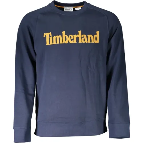 Blaue Baumwollpullover mit Logo-Print , Herren, Größe: M - Timberland - Modalova