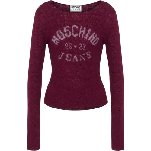 Bordeaux Pullover für Stilvolles Aussehen , Damen, Größe: S - Moschino - Modalova