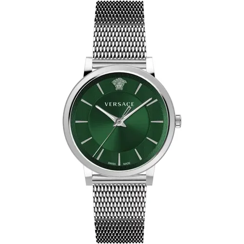 Men's V Circle Analog Watch Green , male, Sizes: ONE SIZE - Versace - Modalova