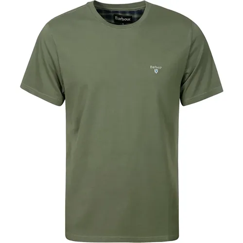 Grünes Tartan Logo T-Shirt , Herren, Größe: S - Barbour - Modalova