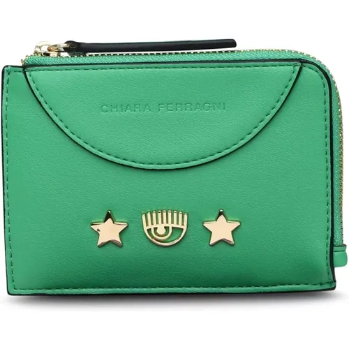 Portafoglio mini Eye Star in poliestere verde , female, Sizes: ONE SIZE - Chiara Ferragni Collection - Modalova