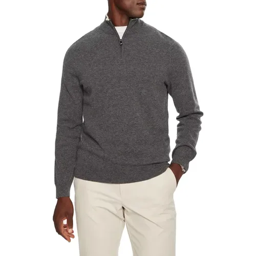 Grauer Reißverschluss Pullover für Männer,Grauer Woll-Zip-Pullover - Hugo Boss - Modalova