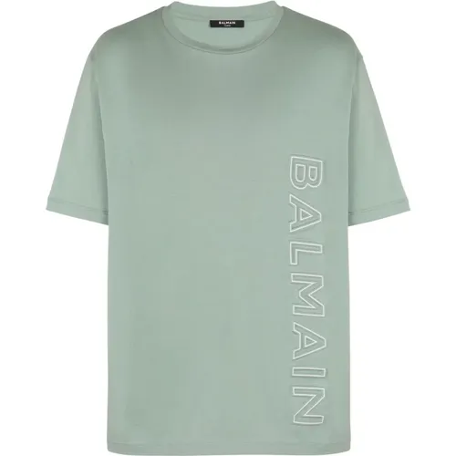 Oversized embossed logo T-shirt , male, Sizes: L, M, S - Balmain - Modalova