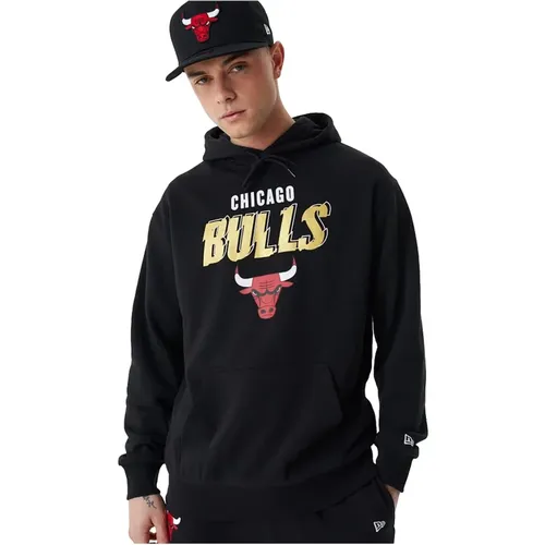 Schwarzer Bulls Team Script Hoodie , Herren, Größe: S - new era - Modalova