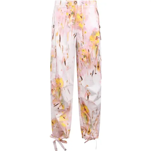 Printed Cargo Trousers with Adjustable Laces , female, Sizes: 2XS - Msgm - Modalova
