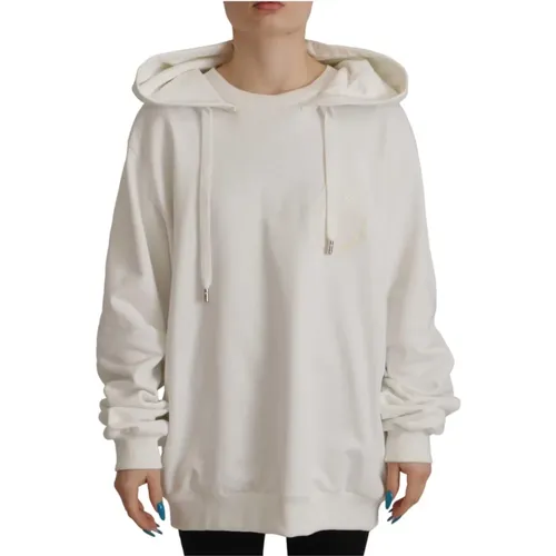Weiße Bestickte Hoodie Pullover , Damen, Größe: XS - Dolce & Gabbana - Modalova