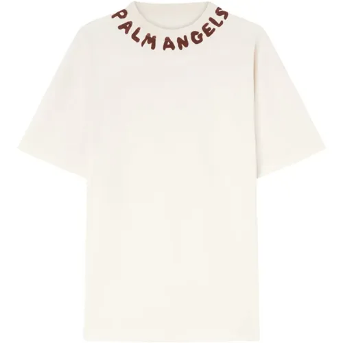 Logo Print Cotton T-shirt , male, Sizes: S - Palm Angels - Modalova