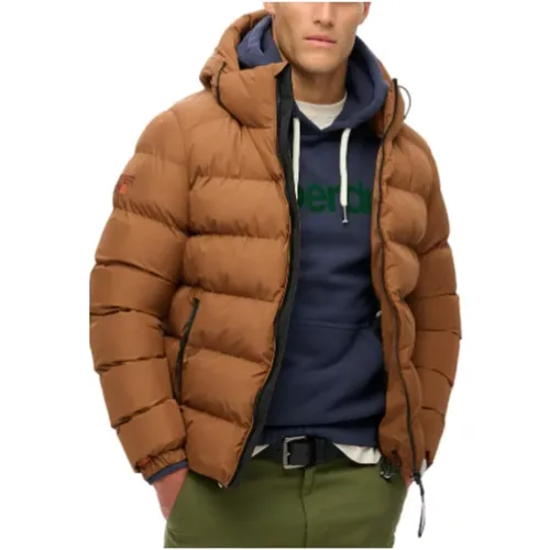 Kapuzen-Sport-Pufferjacke , Herren, Größe: L - Superdry - Modalova