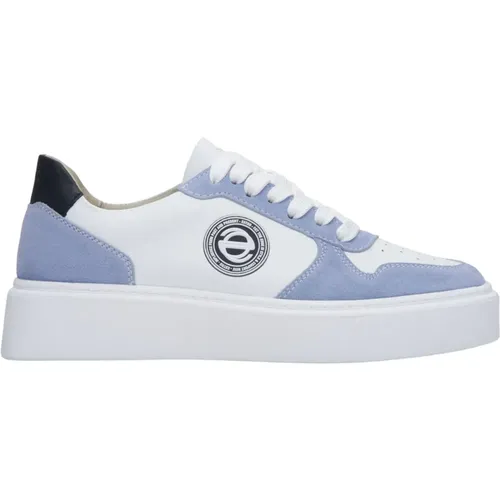 Damen Blau & Weiße Sneakers Aus Leder & Velours Er00113465 , Damen, Größe: 37 EU - Estro - Modalova