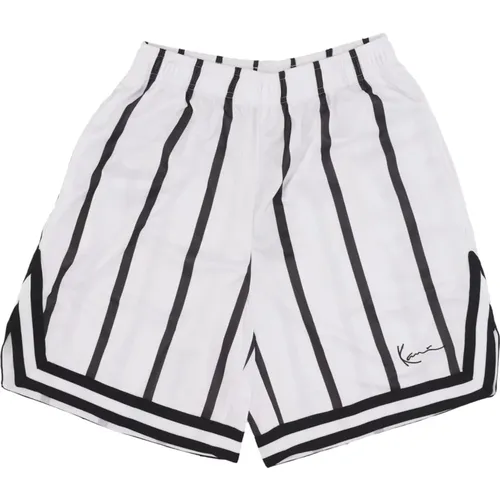 Striped Mesh Basketball Shorts White/Black , male, Sizes: XL - Karl Kani - Modalova