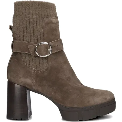 Taupe Wildleder Stiefeletten Kalexi , Damen, Größe: 36 EU - Unisa - Modalova