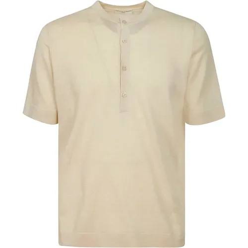 Half-sleeved Linen Polo Shirt with Collar , male, Sizes: L, XL, 2XL, M - Filippo De Laurentiis - Modalova