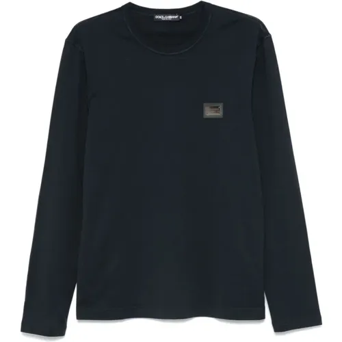 Jersey Crew Neck Logo T-shirt , male, Sizes: L, S, M - Dolce & Gabbana - Modalova