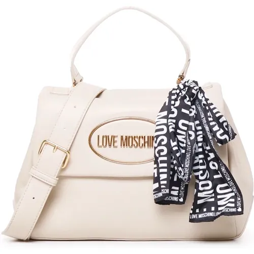 Weiße Handtasche mit Dekorativem Schal - Love Moschino - Modalova