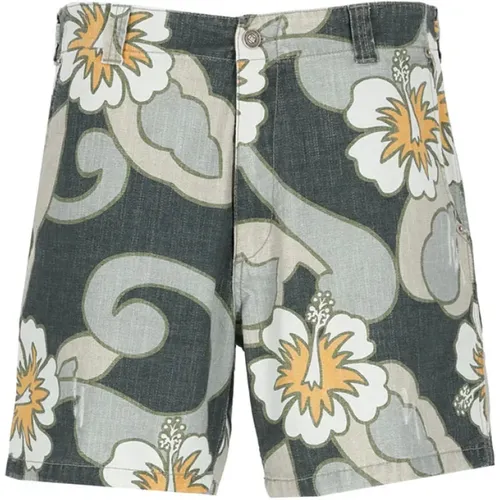 Gelbe Bermuda-Shorts mit Hibiskusmuster , Herren, Größe: XL - ERL - Modalova