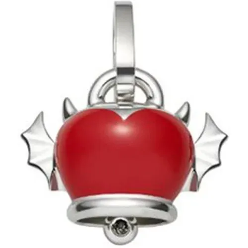 Glocken-Charm-Anhänger - Silber, Schwarzer Diamant, Rotes Emaille , Damen, Größe: ONE Size - Chantecler - Modalova